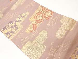 ヱ霞に葡萄・花菱模様織出し名古屋帯